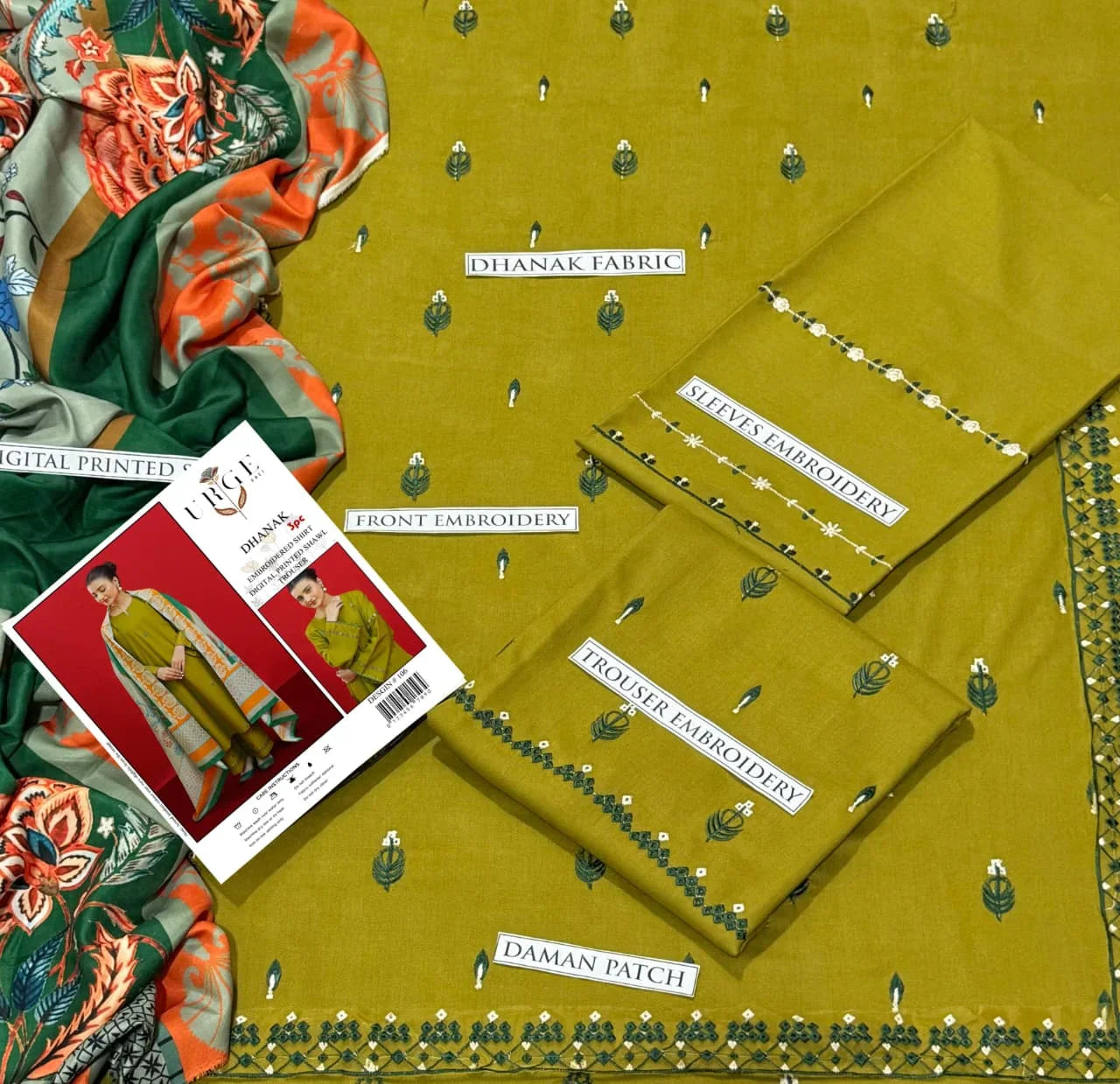 URGE DHANAK 3PC EMBROIDERY
