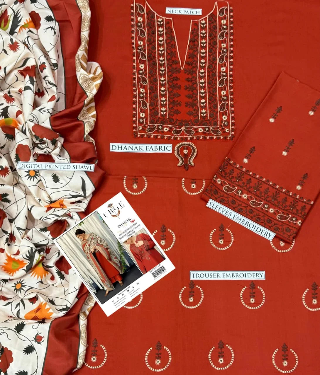URGE DHANAK 3PC | EMBROIDERY | D#1102